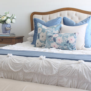 Duck Egg Blue Velvet and Peonies Cushion Covers Combo 3