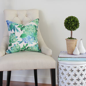 Mia Green and Blue Hydrangeas Cushion Cover