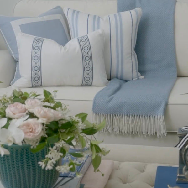 Cashmere and Wool Throw - Marine Blue