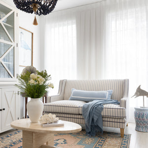 Duck Egg Blue - White Herringbone Ribbon - Long Cushion Cover