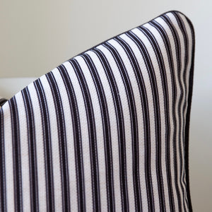 Ticking Stripe Cushion Cover - Black