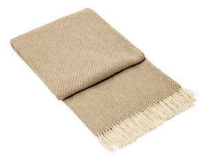 Luxurious Merino Wool Blend Throw - Beige
