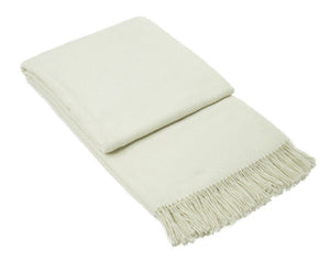 Luxurious Merino Wool Blend Throw - Off-White