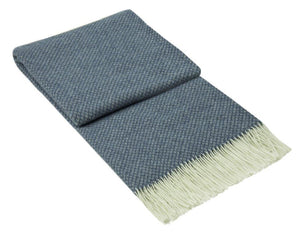 Luxurious Merino Wool Blend Throw - Blue