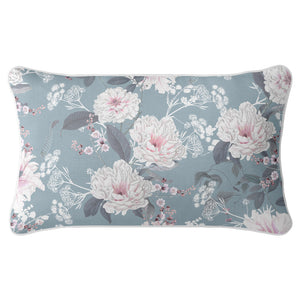 Duck Egg Blue Velvet and Peonies Cushion Covers Combo 3