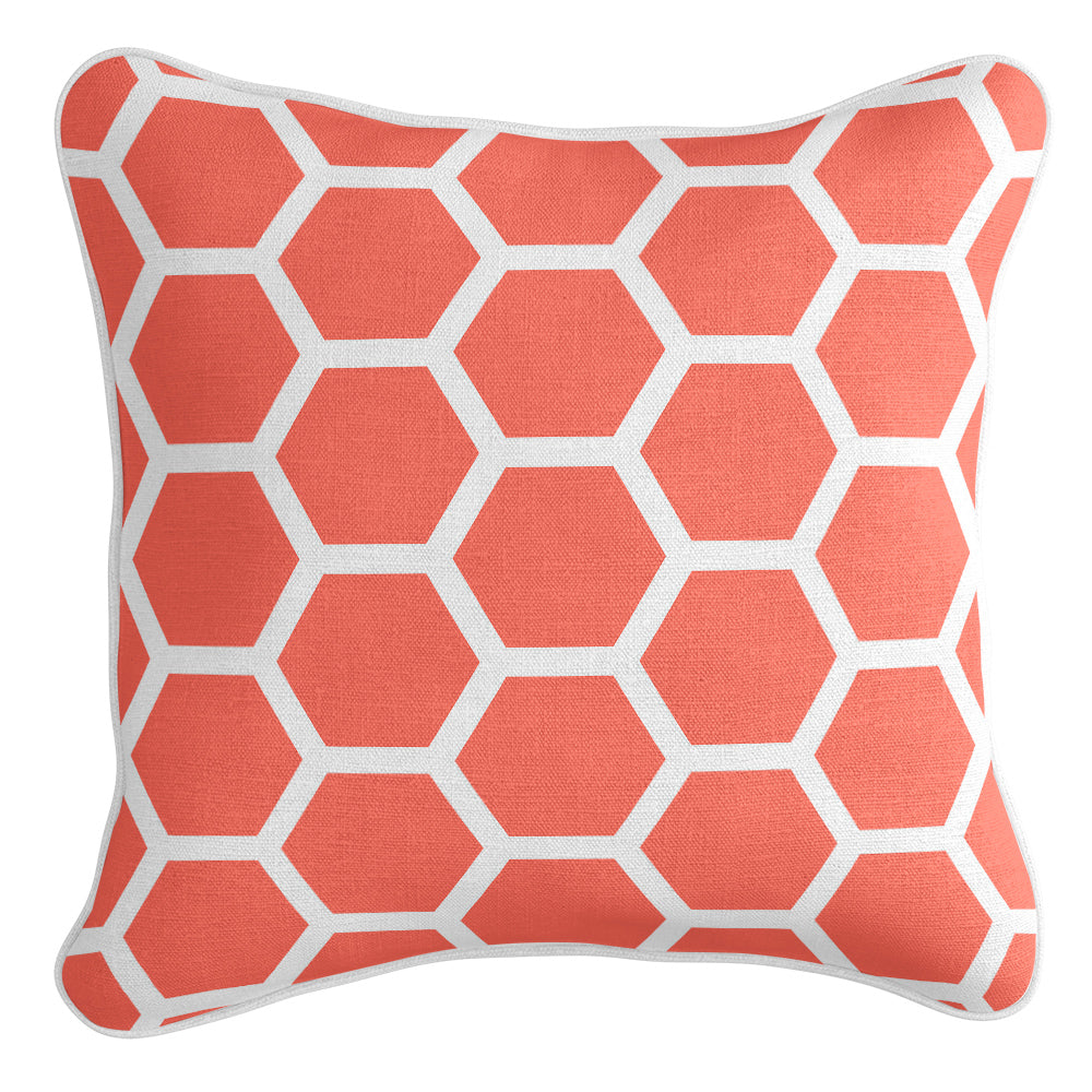Honeycomb Cushion Cover - Coral