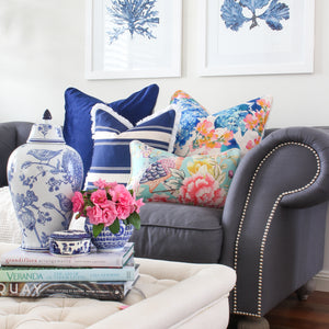 French Stripe Cushion Cover - Indigo