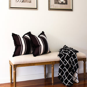 French Stripe Cushion Cover - Black