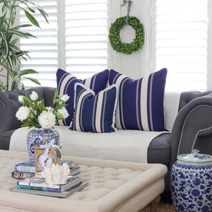 French Stripe Cushion Cover - Indigo