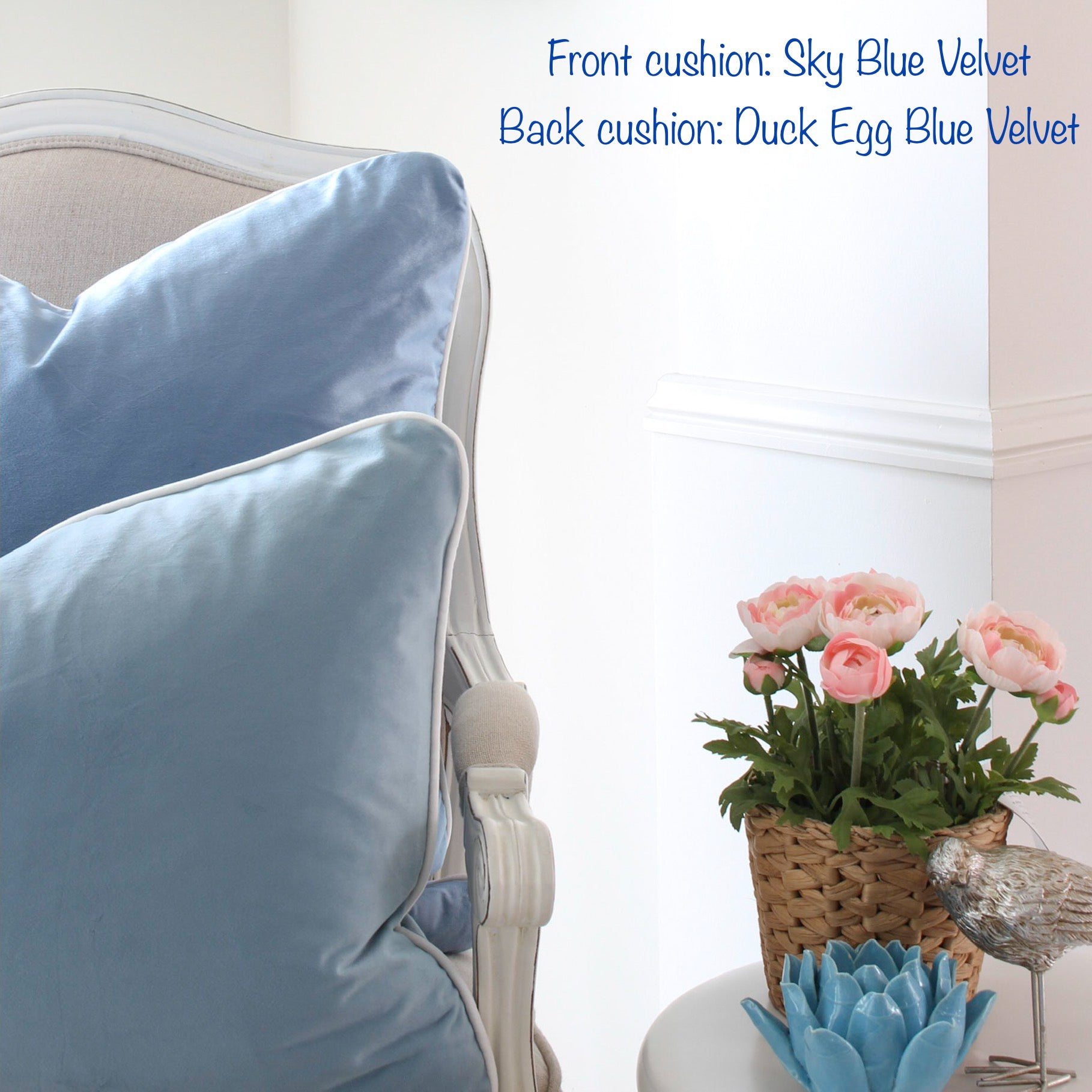 Light blue velvet pillow cover hot sale