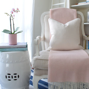 Luxurious Merino Wool Blend Throw - Pink
