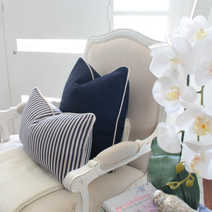 Navy with White Piping Cushion Cover