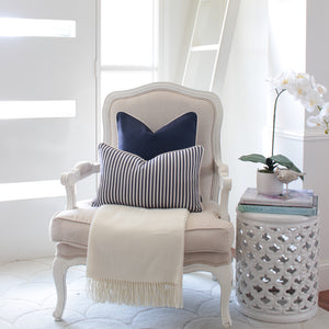 Navy with White Piping Cushion Cover