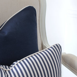 Navy with White Piping Cushion Cover