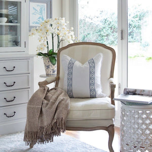 Bespoke Embroidered Blue Trim Cushion Cover