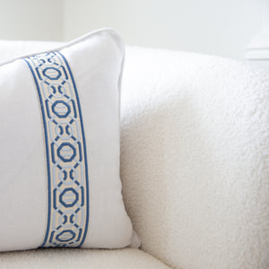 Bespoke Embroidered Blue Trim Cushion Cover