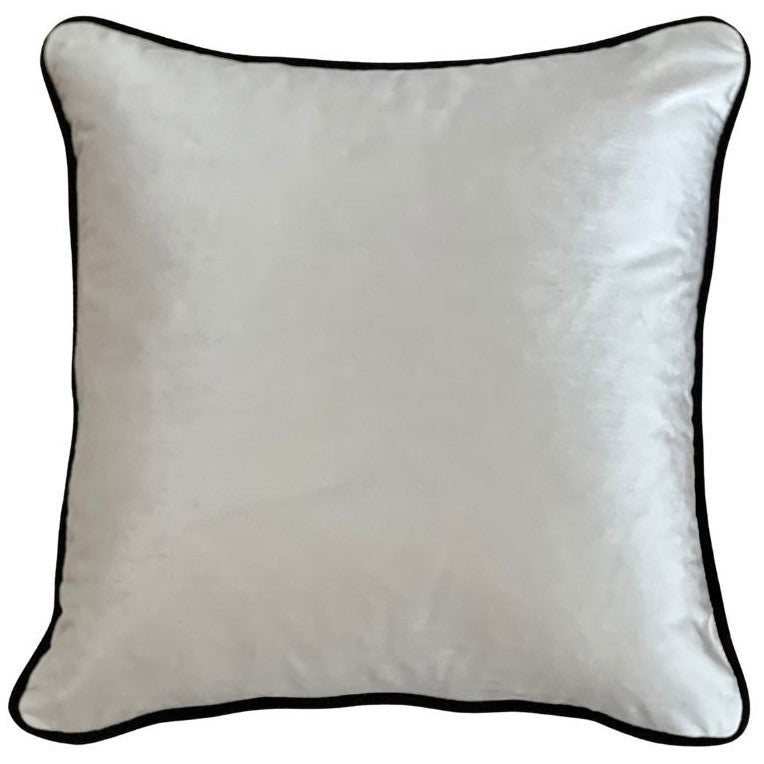 Velvet Cushion Cover White with Black Velvet Piping